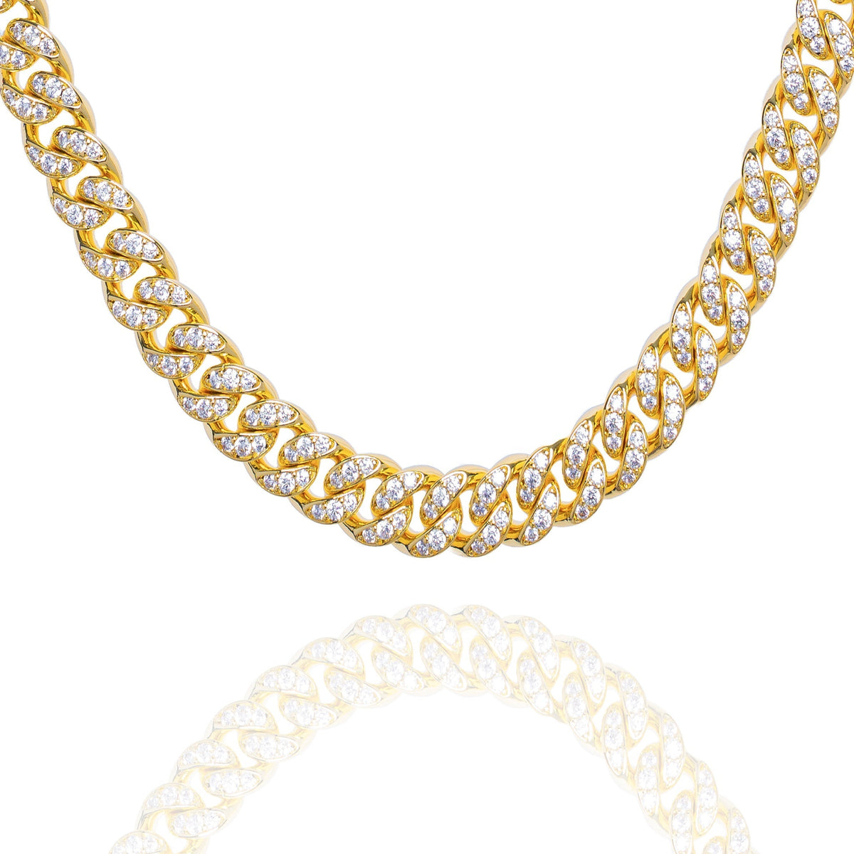 Big Daddy 10MM iced out Cuban link gold chain with crystal embellishments