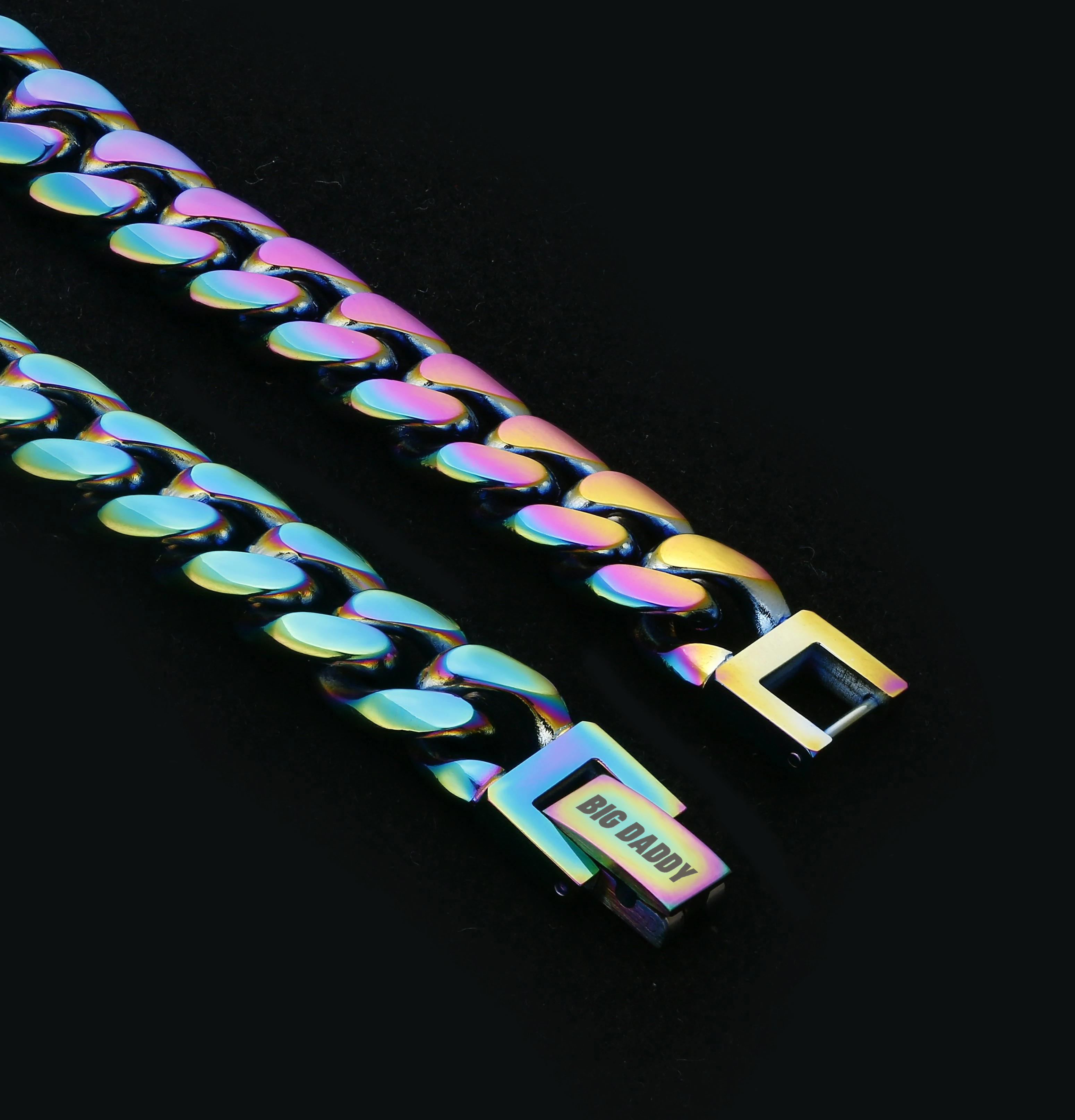 Big Daddy 10mm Rainbow Miami Cuban Link Bracelet - Bracelet