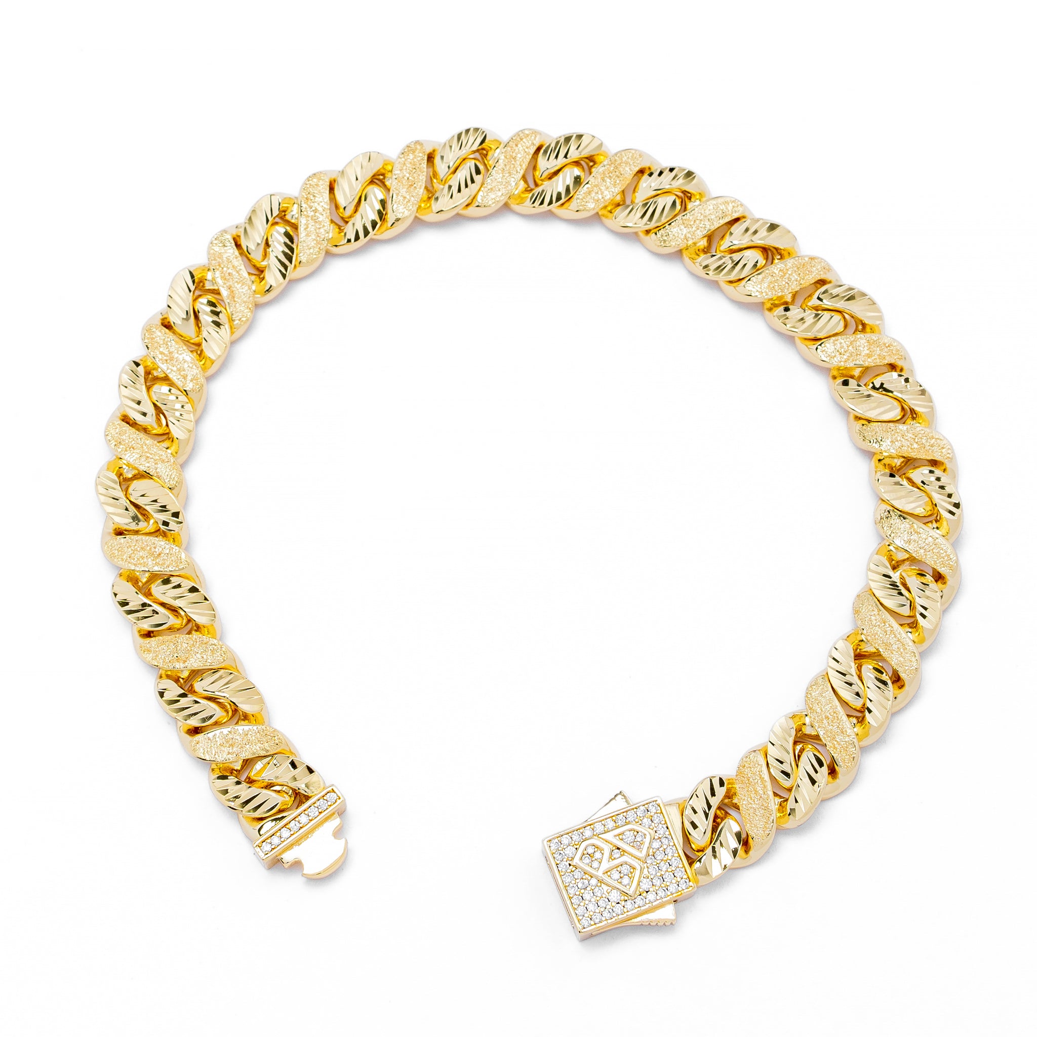 Big Daddy 10MM Sandblast Diamond & Gold Iced Out Bracelet