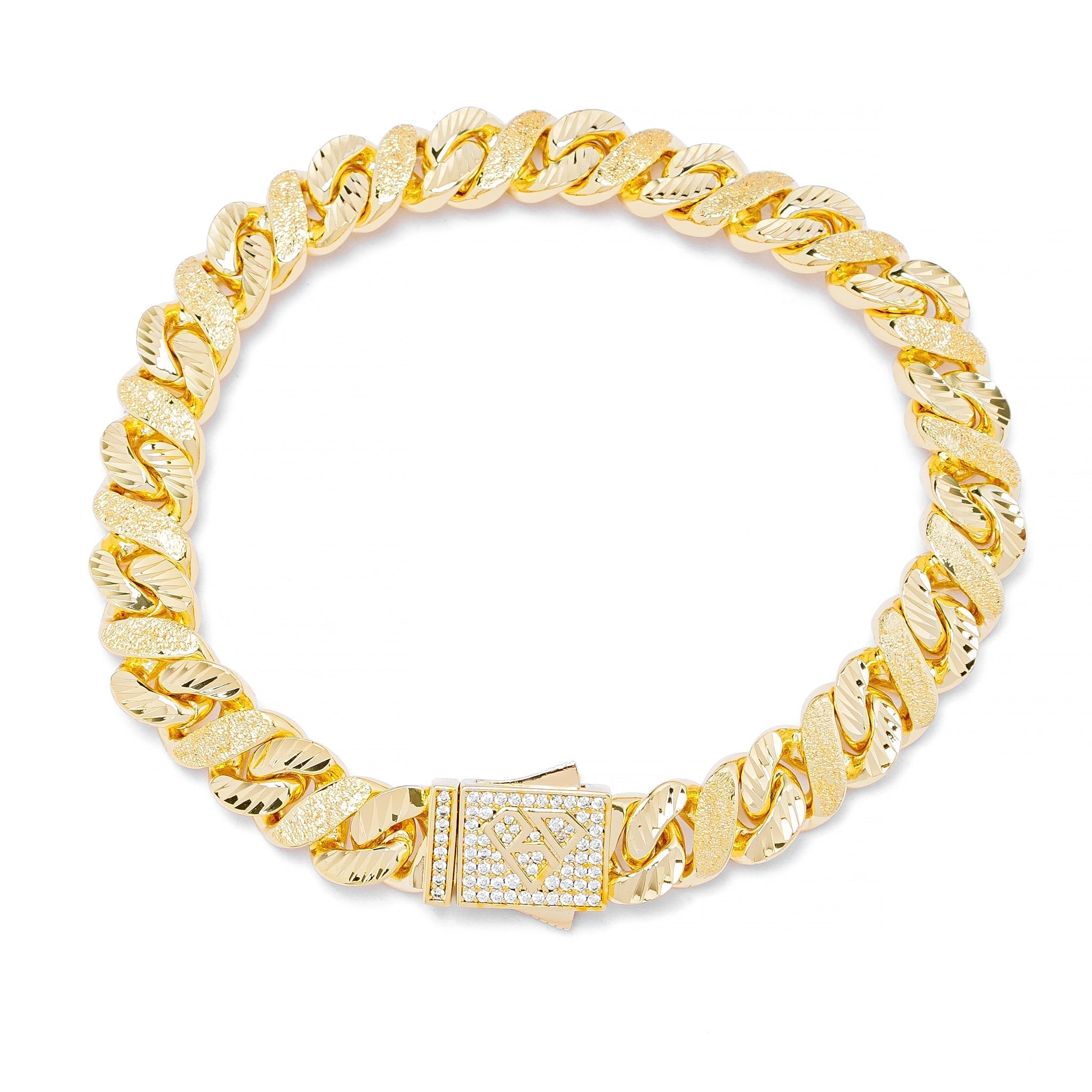 Big Daddy 10MM Sandblast Diamond & Gold Iced Out Bracelet