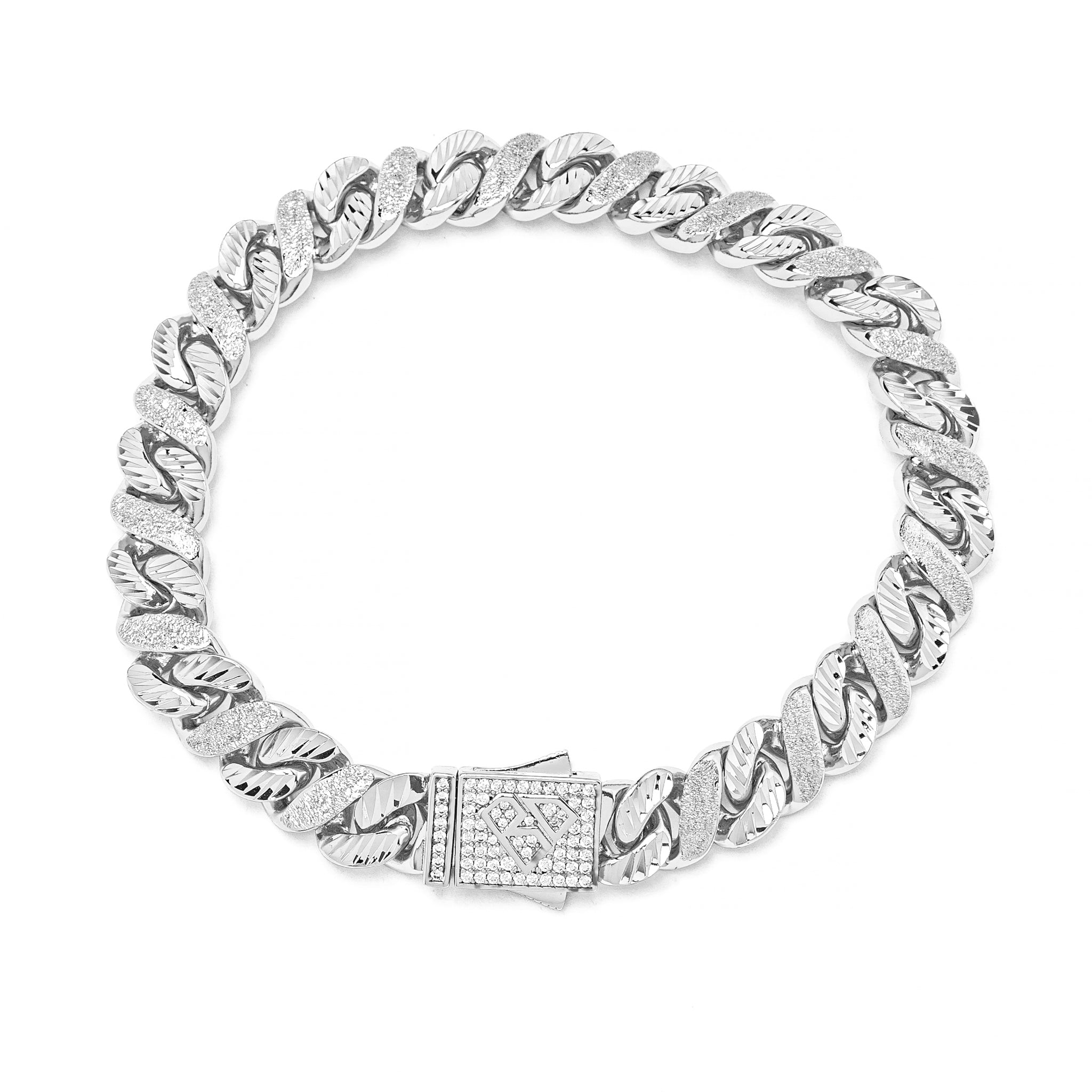 Big Daddy 10MM Sandblast Diamond & Steel Iced Out Bracelet