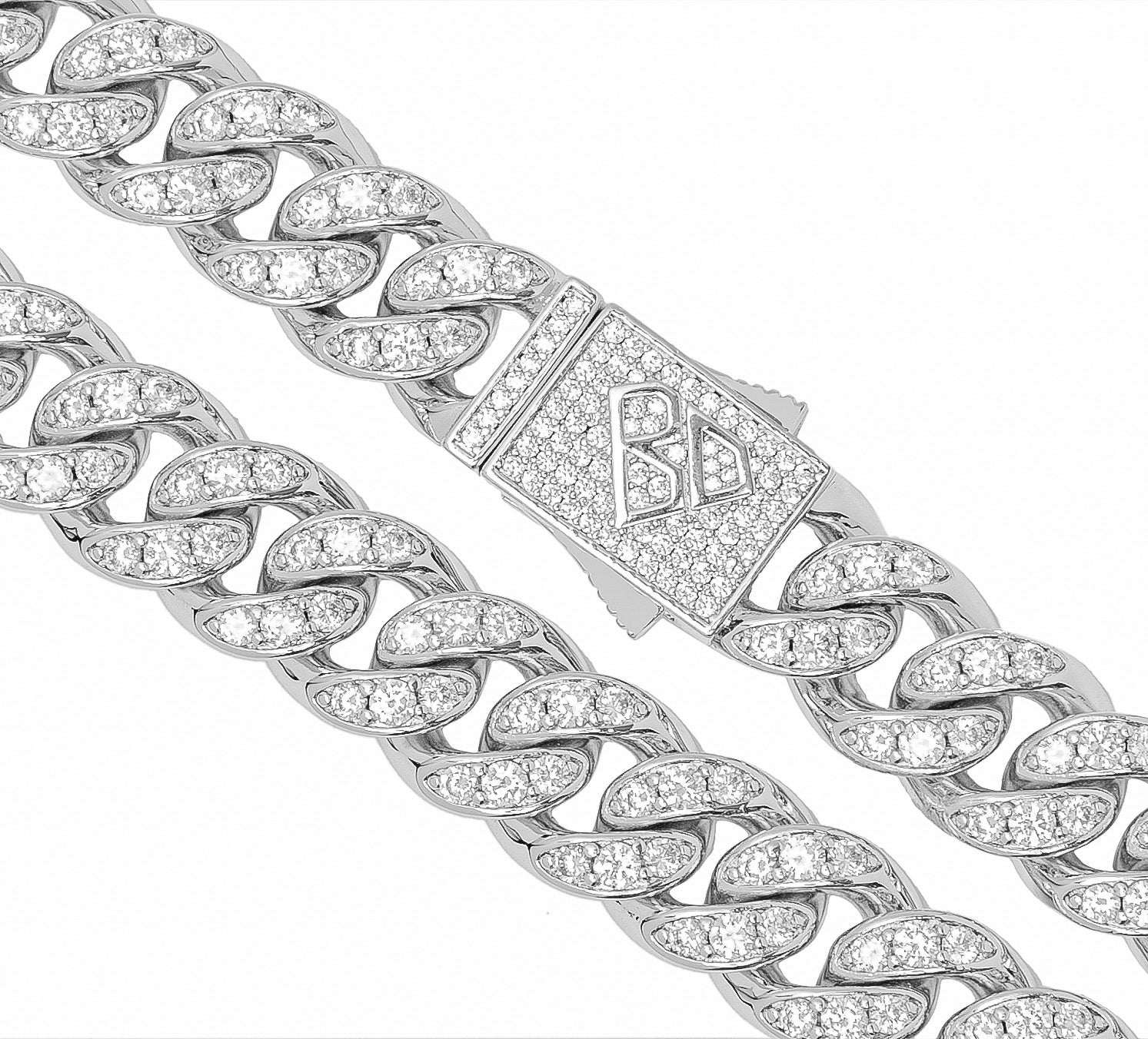 Big Daddy 12MM Bling Cuban Link Silver Iced Out Chain