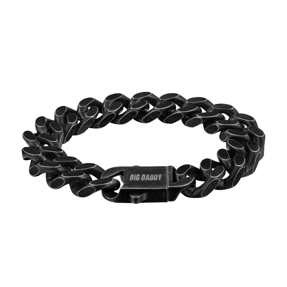 Big Daddy 14mm black Cuban curb bracelet with branded clasp