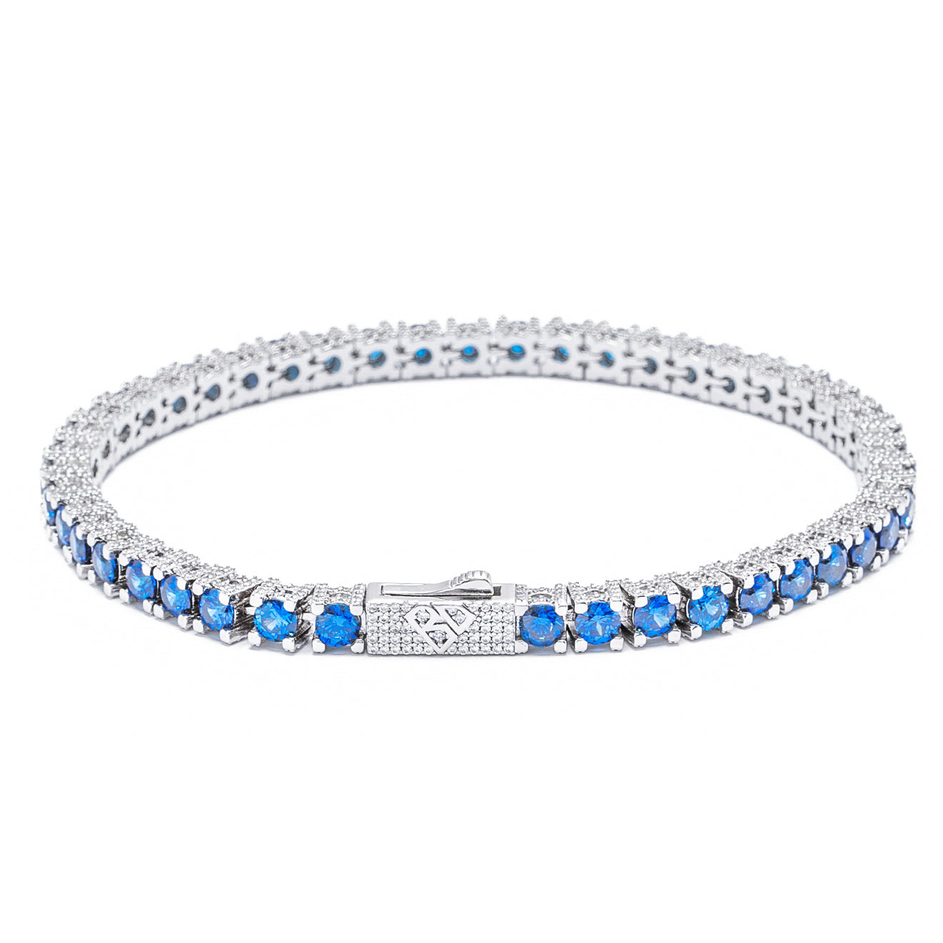 Big Daddy 4MM Silver Blue Tennis Iced Out Bracelet