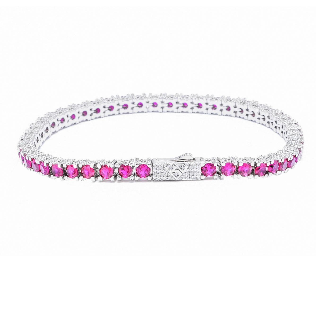Big Daddy 4MM Silver Ruby Tennis Iced Out Bracelet