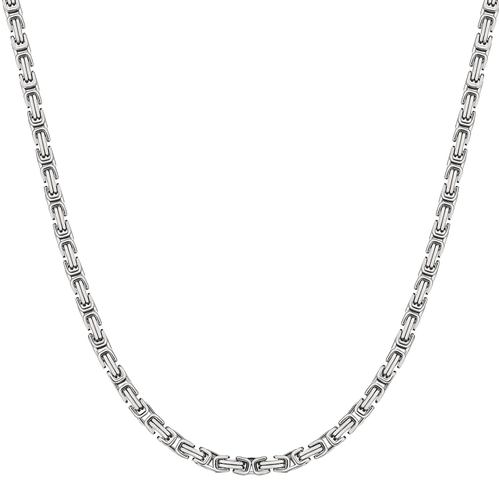 Single Big Daddy 5mm Byzantine silver chain with lobster clasp on white background