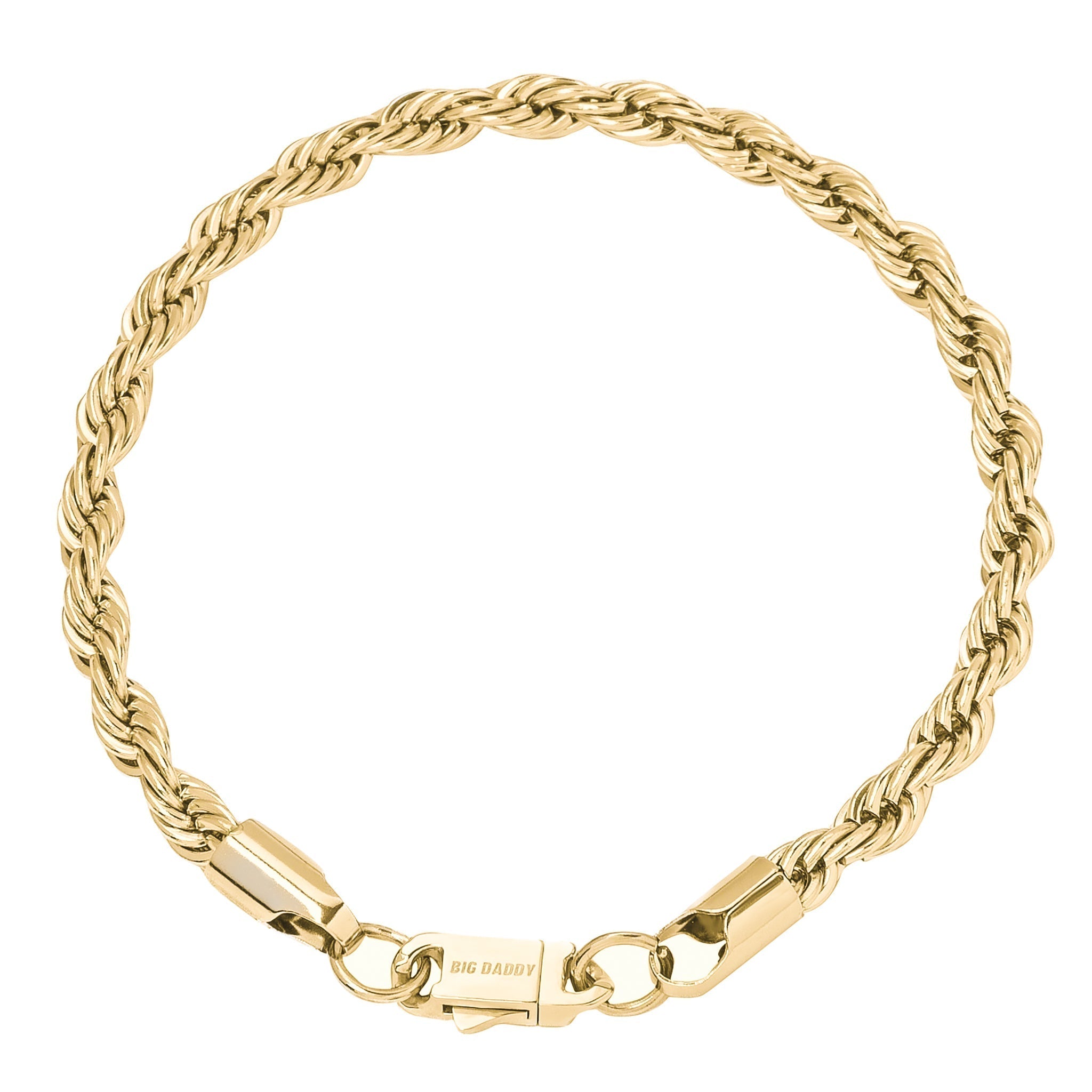 Big Daddy 6MM gold rope bracelet with twisted rope design and gold clasp