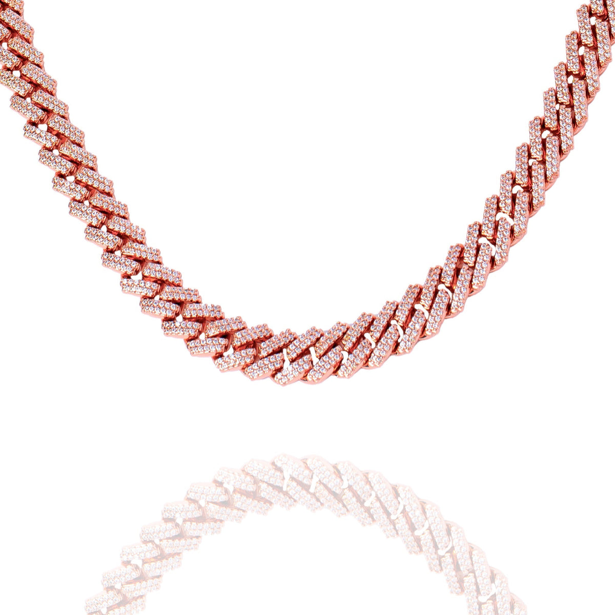 Big Daddy 8MM Cuban Link rose gold iced out chain displayed front view