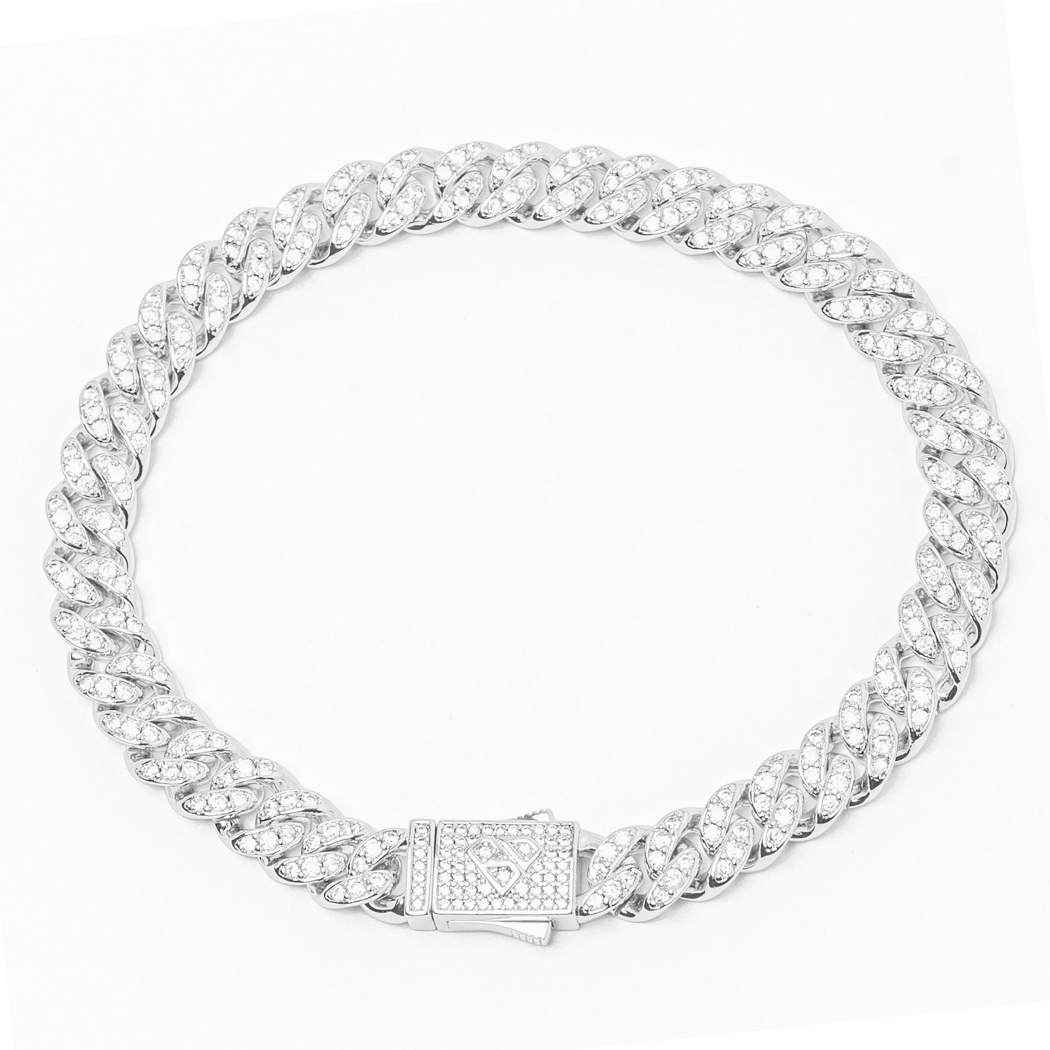 Big Daddy 8MM Iced Out Silver Cuban Link Bracelet - Bracelet