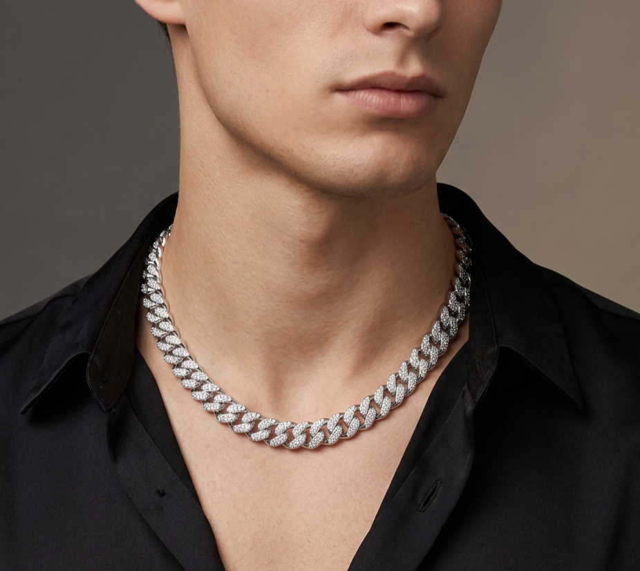 Big Daddy 8MM Iced Out Silver Cuban Link Chain