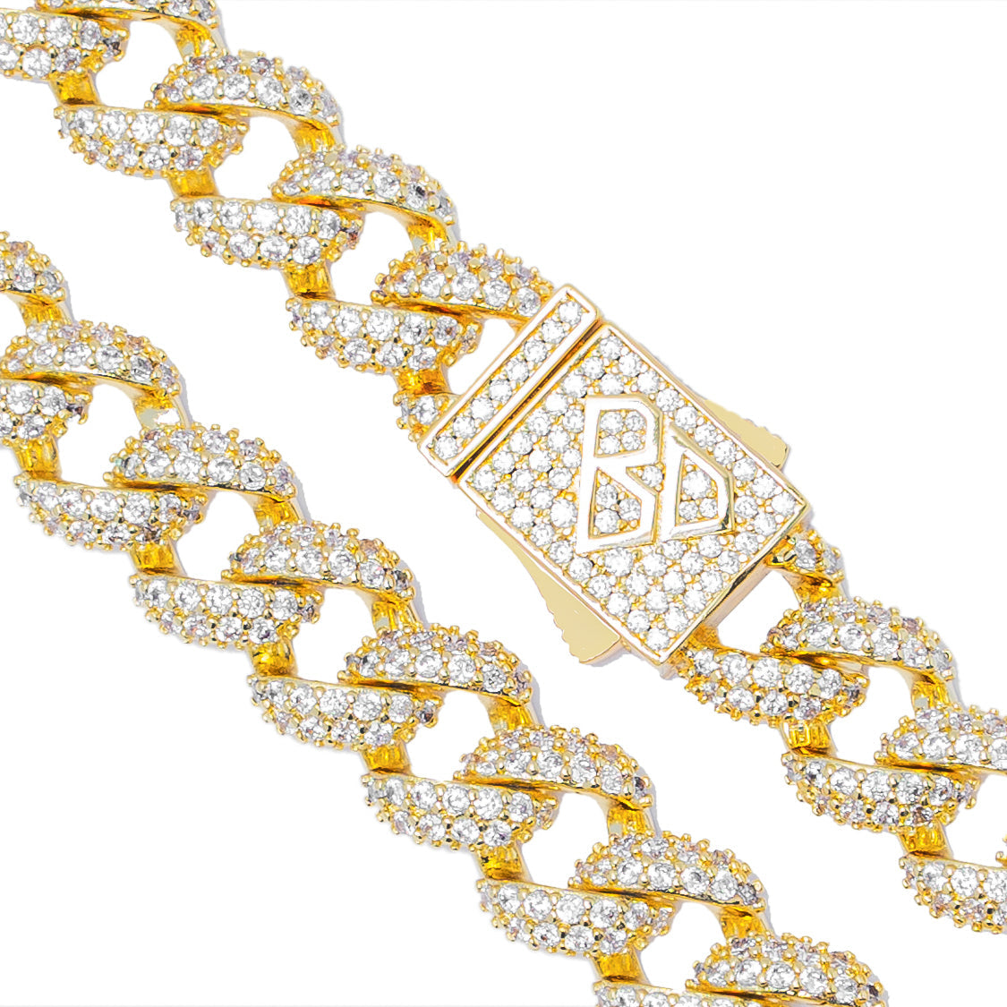 Diamond curb chain with detailed clasp closure showing diamond-encrusted links