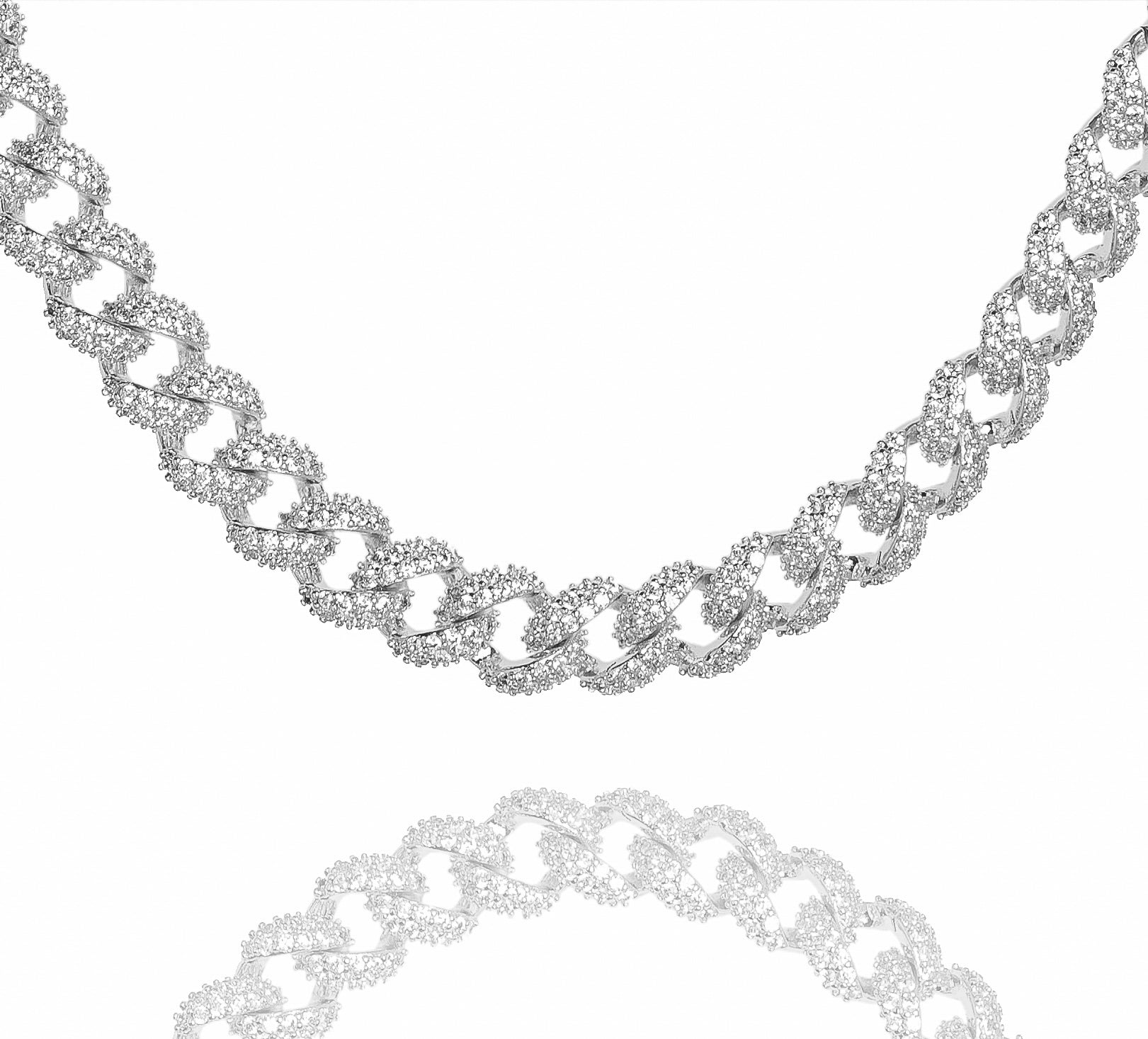 Big Daddy 9MM Diamond Curb Cuban Silver Chain - Chain