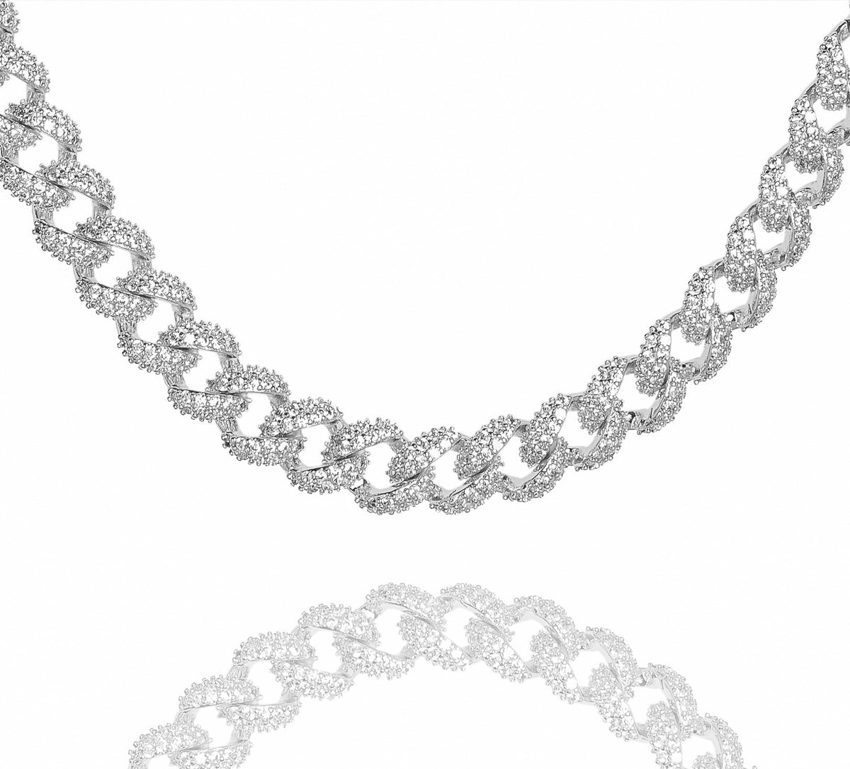 Big Daddy 9MM diamond curb Cuban silver chain with iced-out design