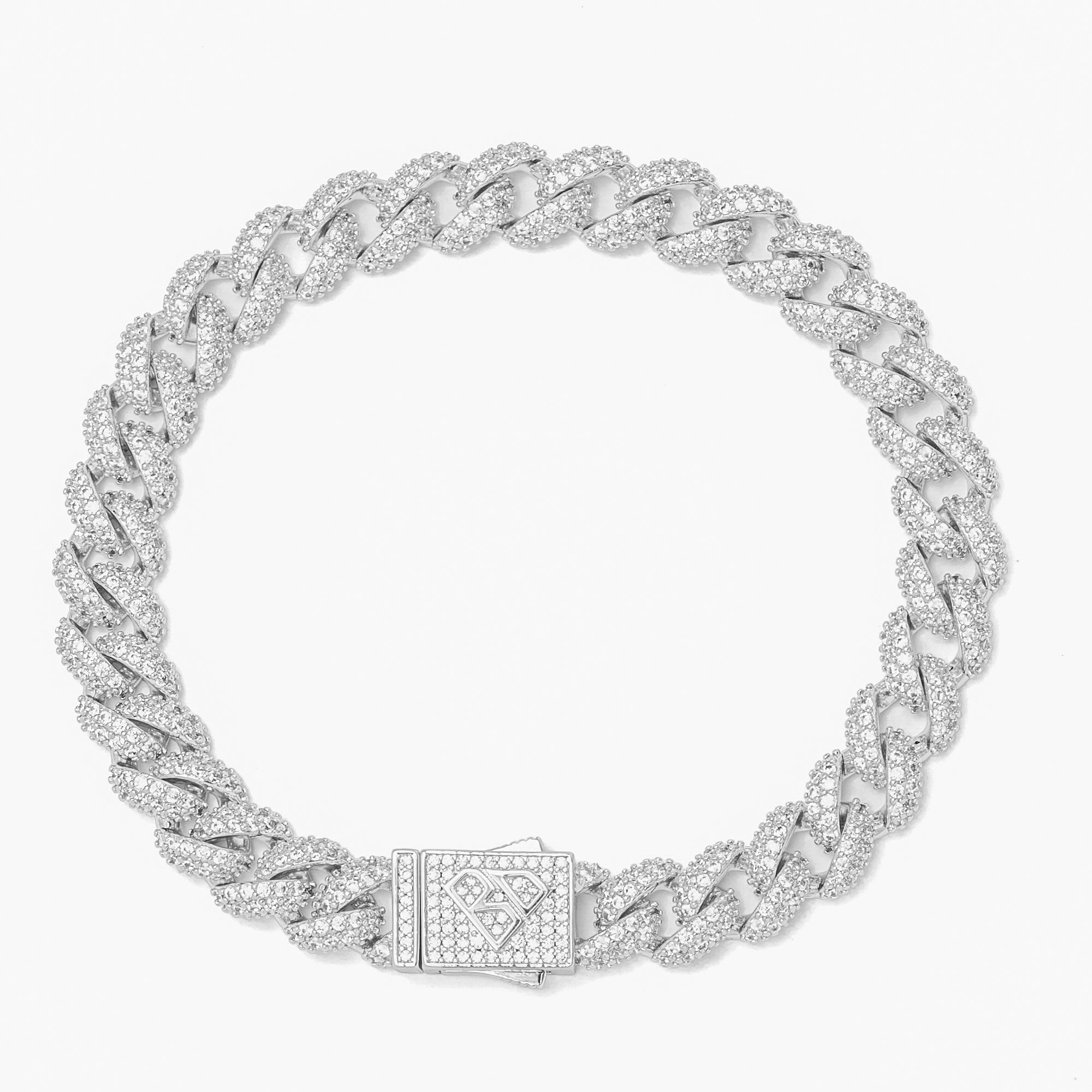Big Daddy 9MM Diamond Curb Silver Bracelet - Bracelet