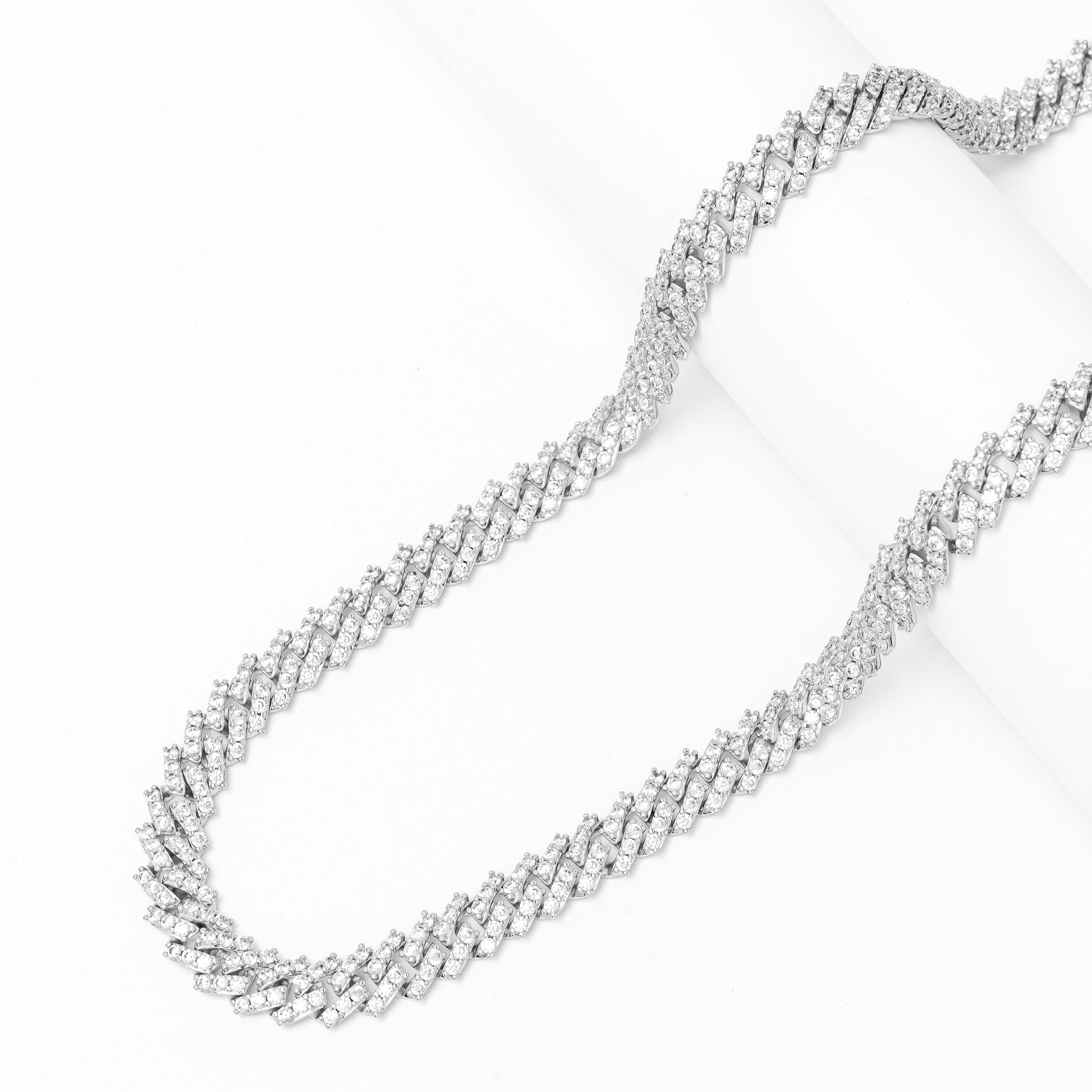 Big Daddy 9MM Diamond Prong Silver Cuban Link Iced Out Chain