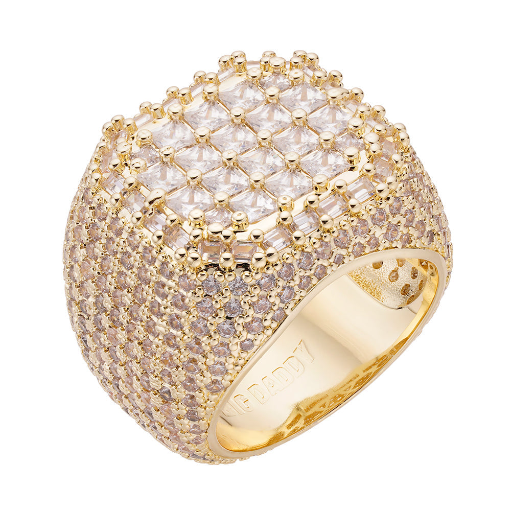 Big Daddy Infinity iced out diamond ring gold with clear stones