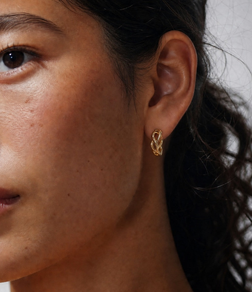 Big Daddy Intertwined Hollow Gold Hoops Earring