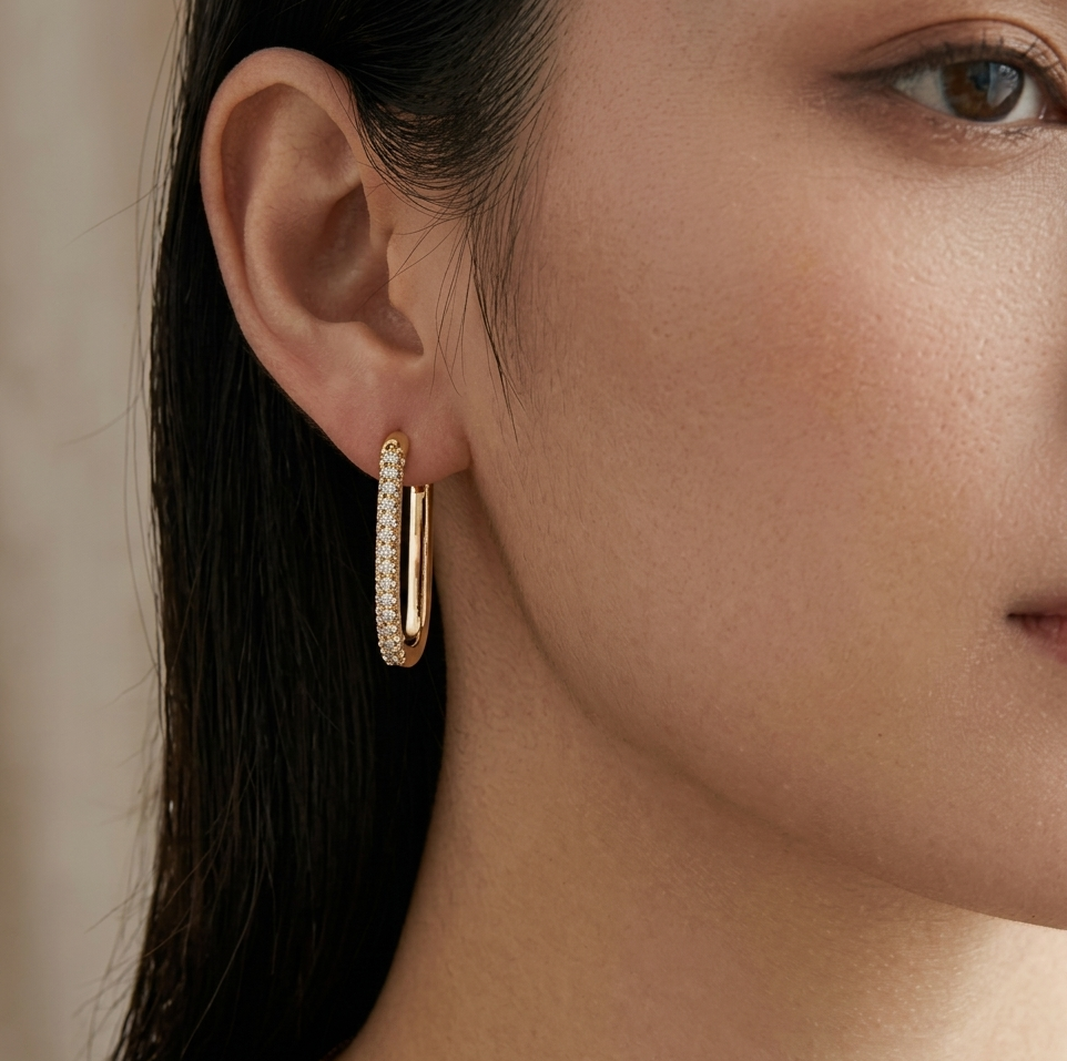 Big Daddy Oval Loop Gold Iced Out Earring