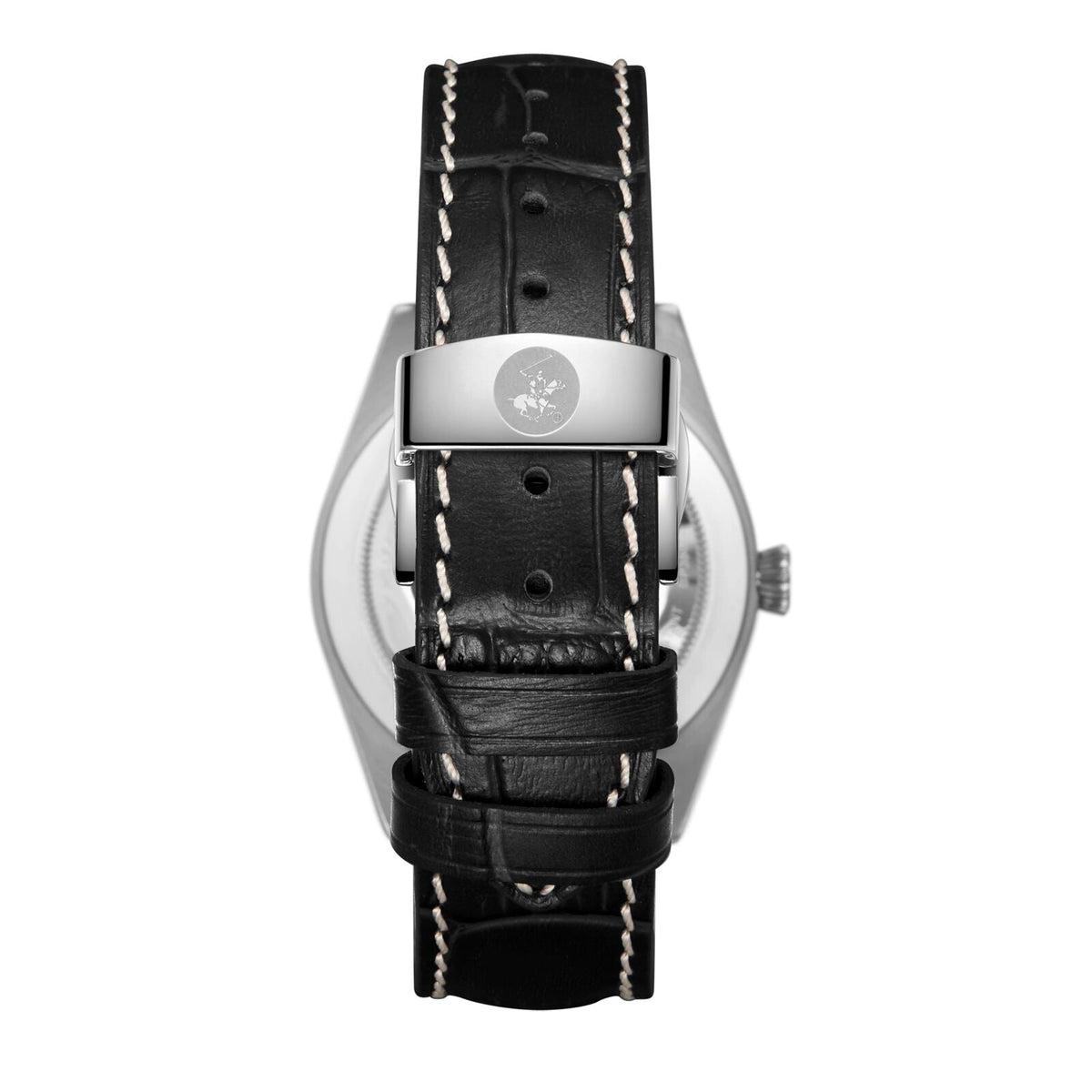 Beverly Hills Polo Club watch caseback showing stainless steel with embossed logo