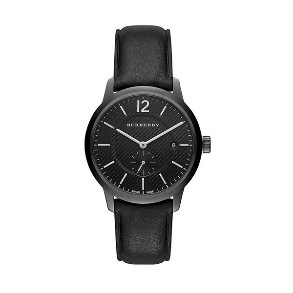 Burberry Men’s Swiss Made Leather Strap Black Dial Men's Watch  BU10003 - Watches of Australia