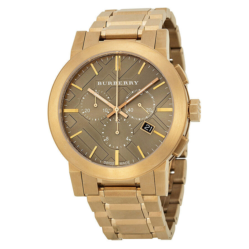 Burberry Taupe Chronograph Dial Rose Gold Plated Steel Men's Watch BU9353 - Watches of Australia
