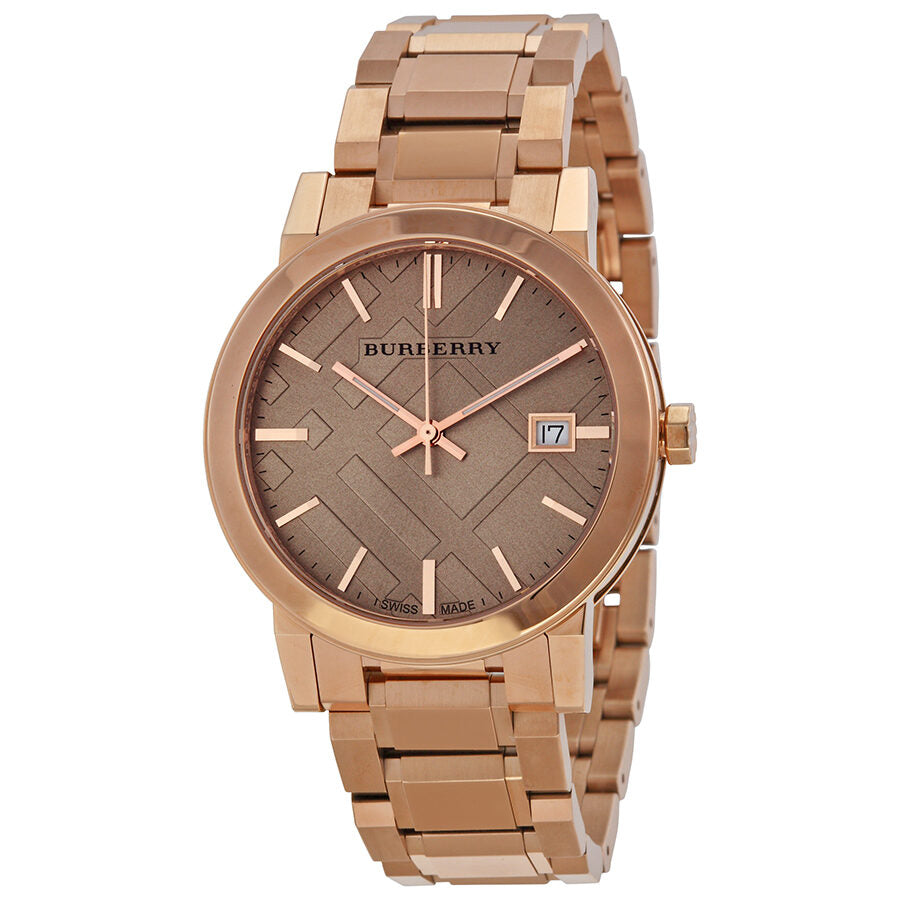 Burberry The City Rose Check Stamped Dial Rose Gold Stainless Steel Women's BU9034