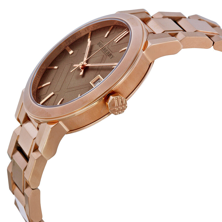 Burberry The City Rose Check Stamped Dial Rose Gold Stainless Steel Women's BU9034