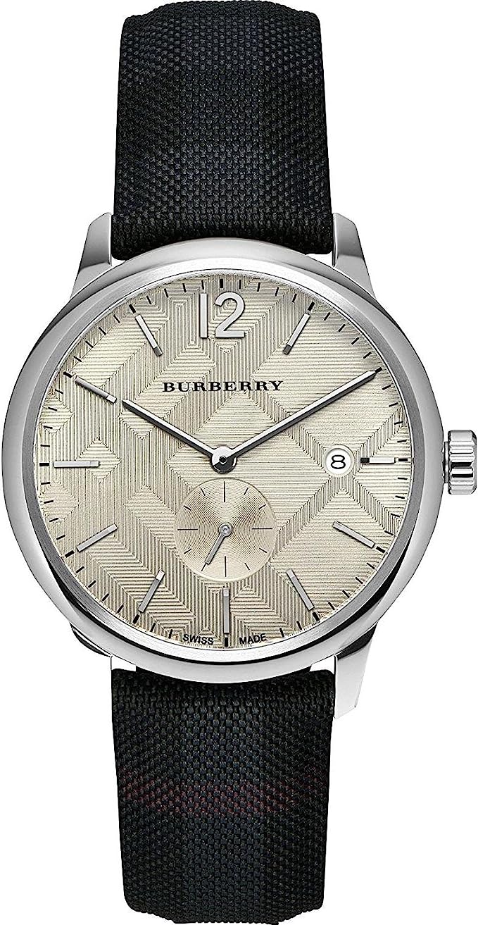 Burberry Check Stamped Leather Strap Men's Watch BU10008
