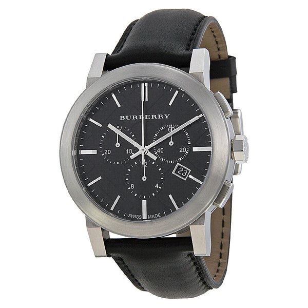Burberry  Chronograph Black Dial Black Leather Men's Watch BU9356 - Watches of Australia