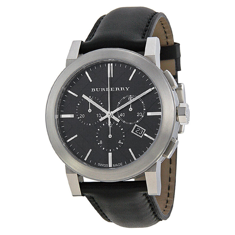 Burberry  Chronograph Black Dial Black Leather Men's Watch BU9356 - Watches of Australia