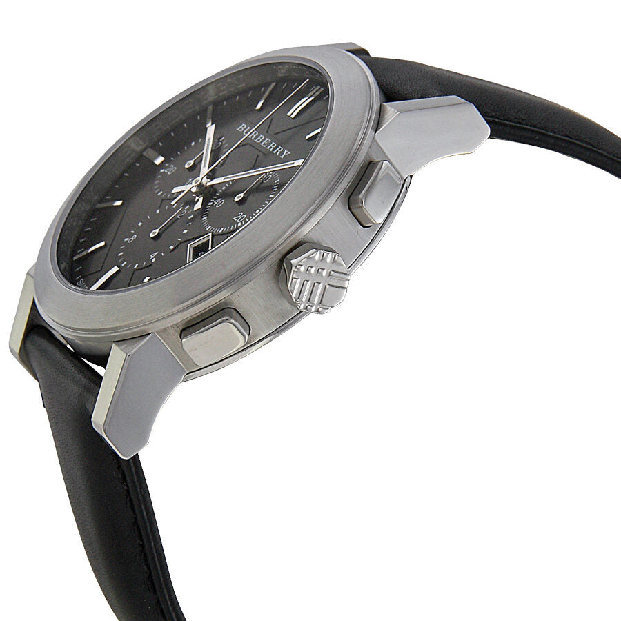 Burberry  Chronograph Black Dial Black Leather Men's Watch BU9356