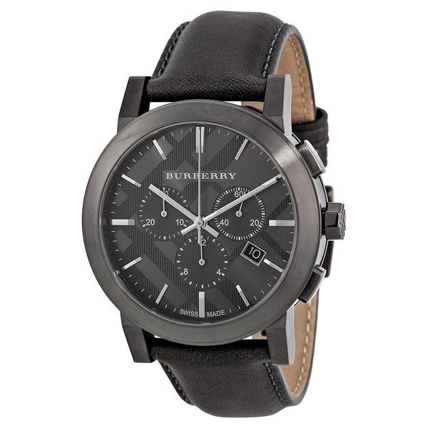Burberry Chronograph Dark Grey Dial Dark Grey Leather Men's Watch BU9364 - Watches of Australia
