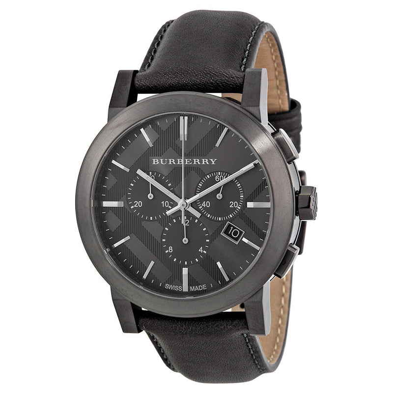 Burberry Chronograph Dark Grey Dial Dark Grey Leather Men's Watch BU9364 - Watches of Australia