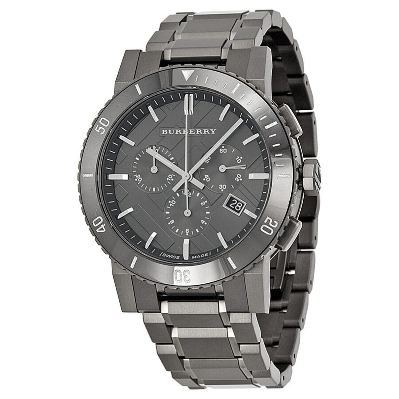 Burberry Chronograph Gunmetal Dial  Grey Ion-plated Stainless Steel Men's Watch BU9381 - Watches of Australia
