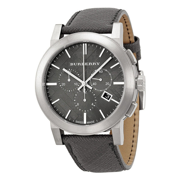 Burberry Grey Dial Black Leather Men's Watch BU9362 - Watches of Australia