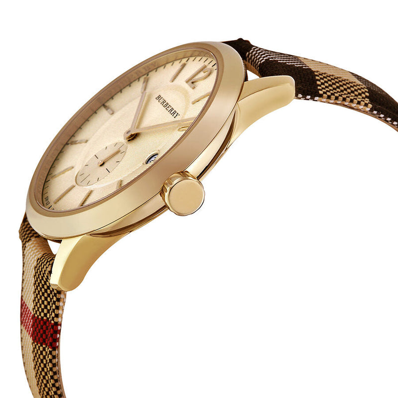 Burberry Honey Dial Honey Check Fabric-Coated Leather Unisex Watch BU10001 - Watches of Australia #2