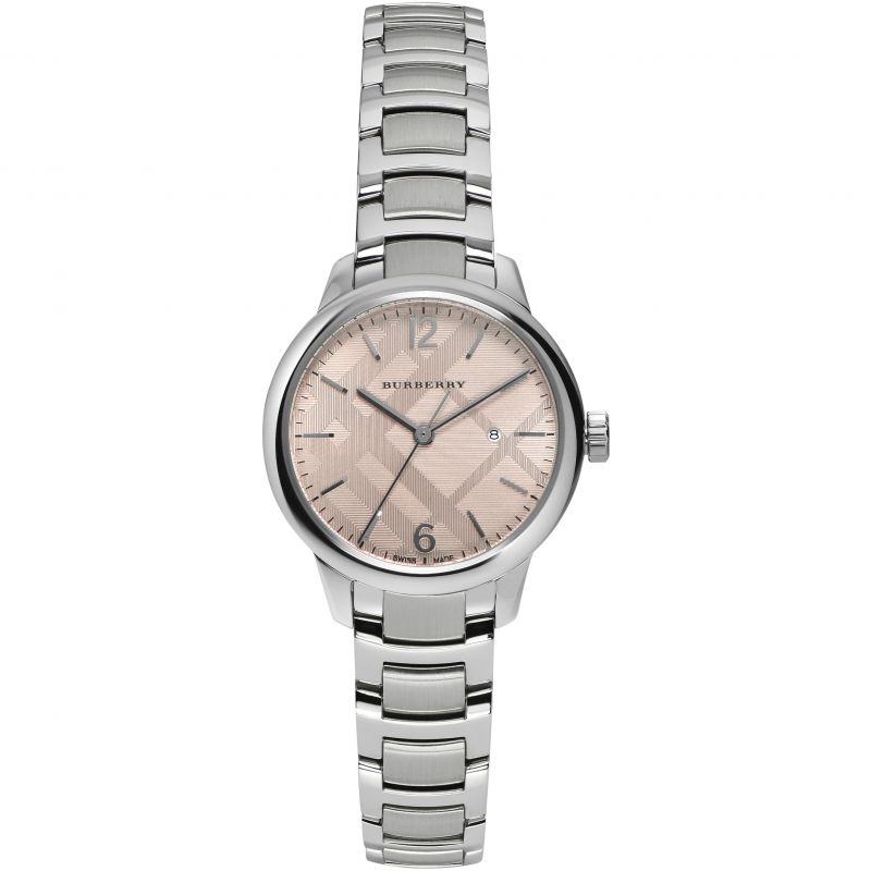 Burberry Pink Dial Silver Women's Watch BU10111