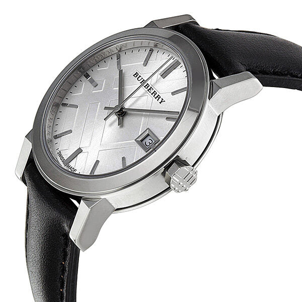 Burberry Silver Dial Black Leather Ladies Watch BU9106 - Watches of Australia #2