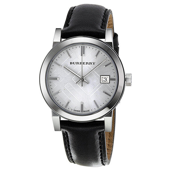 Burberry Silver Dial Black Leather Ladies Watch BU9106 - Watches of Australia