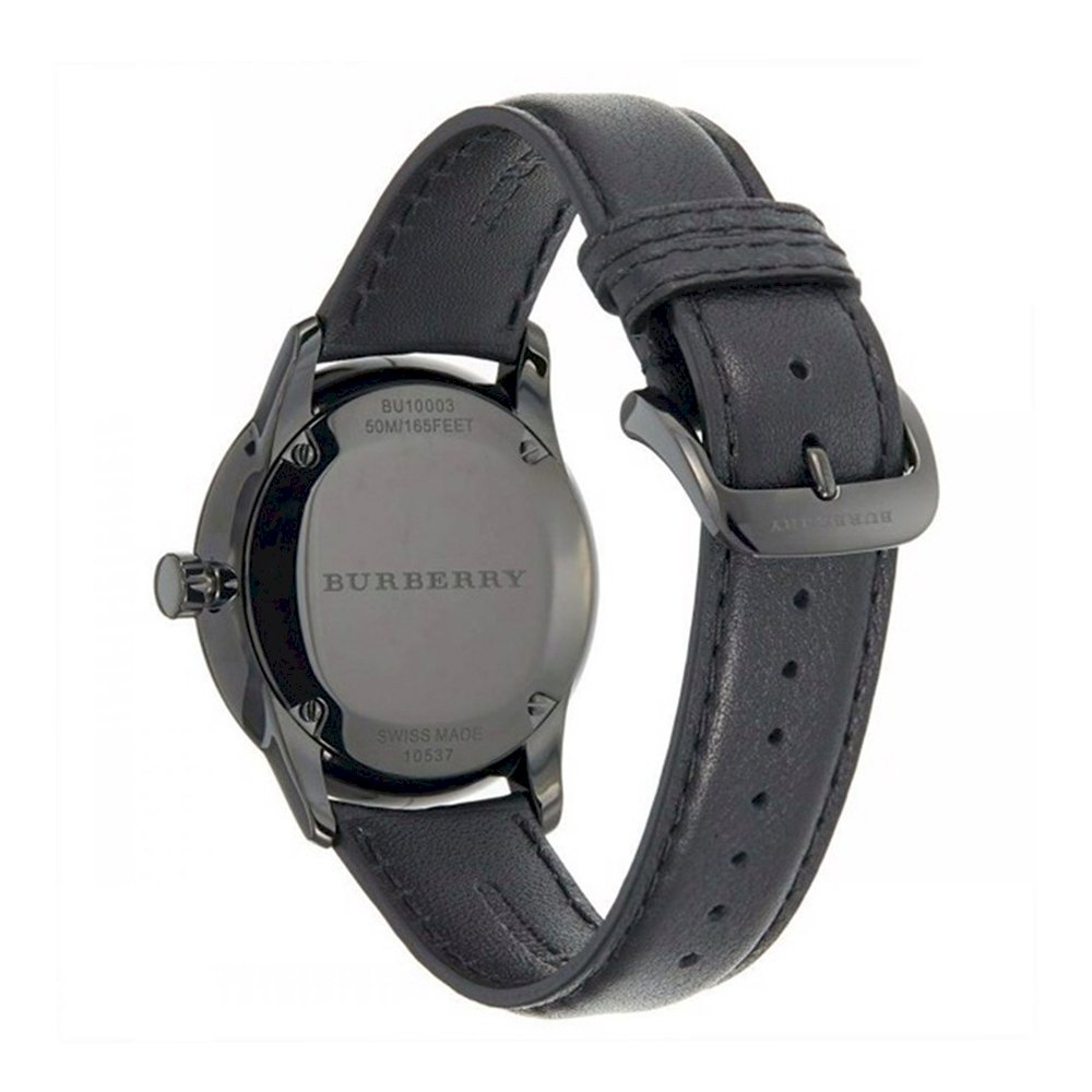 Burberry Swiss Black Leather Strap Black Dial Men's Watch BU10003