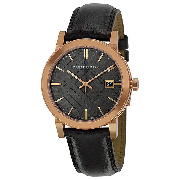 Burberry Taupe Check Pattern DialBrown Leather Strap Men's Watch BU9013 - Watches of Australia