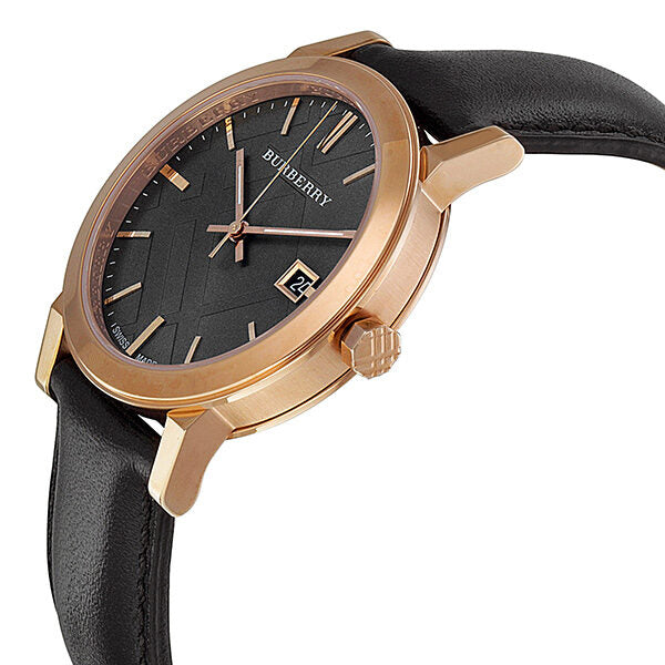 Burberry Taupe Check Pattern DialBrown Leather Strap Men's Watch BU9013 - Watches of Australia #2