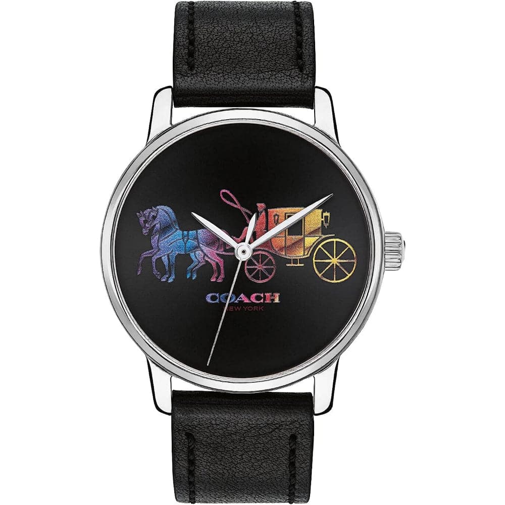 Coach Elegant Grand 36mm Black Leather Band Watch - 14503585