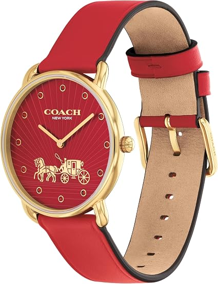 Coach Elliot Red Leather Strap Watch Women's - 14504615
