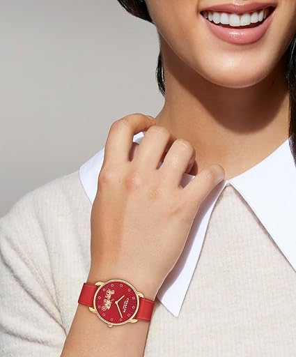 Coach Elliot Red Leather Strap Watch Women's - 14504615