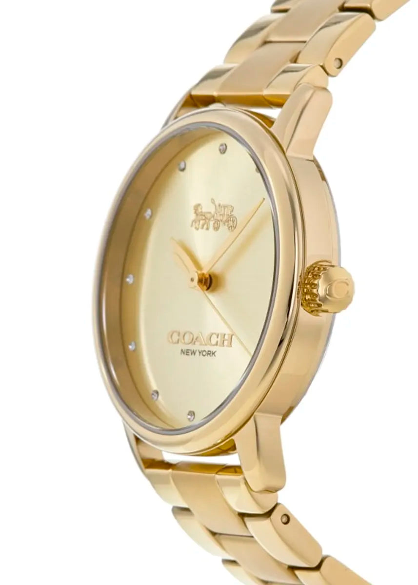 Coach Grand Quartz Crystal Gold Dial Ladies Watch 14502927