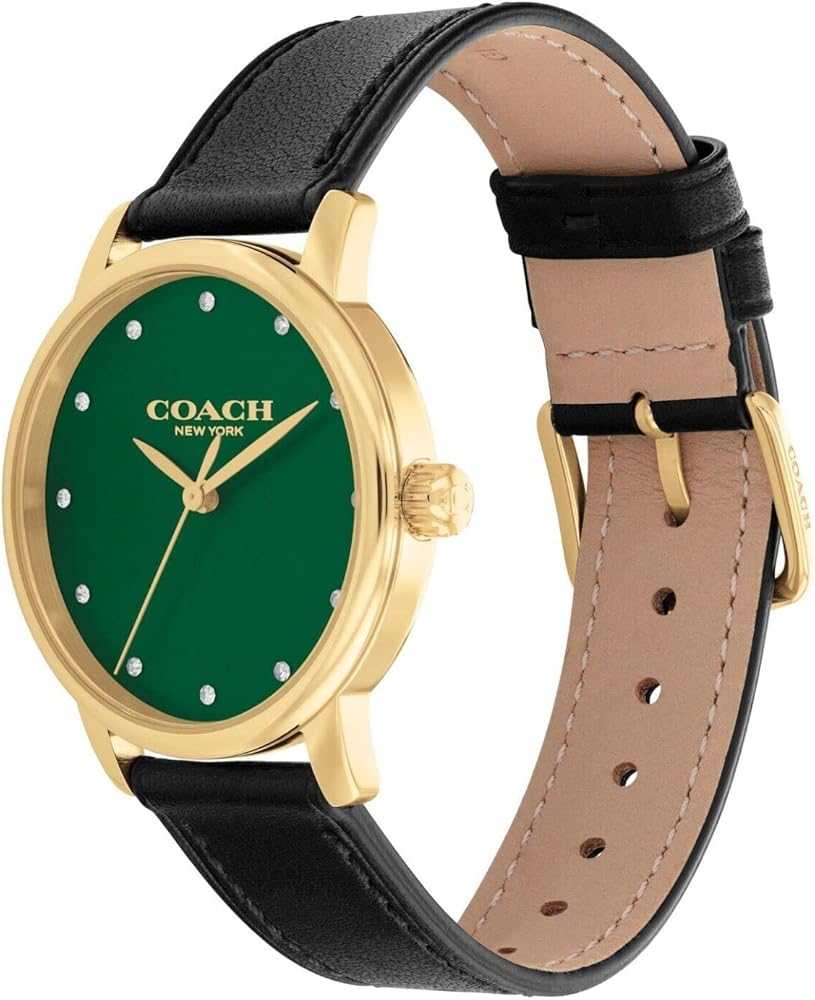 Coach Grand Quartz Crystal Green Dial Ladies Watch 14503972