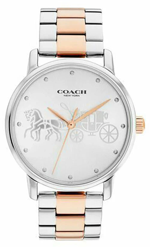 Coach Grand Carriage Silver Dial Two Tone Stainless Steel Women's Watch - 14503739