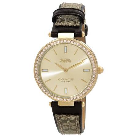 Coach Park Quartz Crystal Gold Dial Ladies Watch 14504092