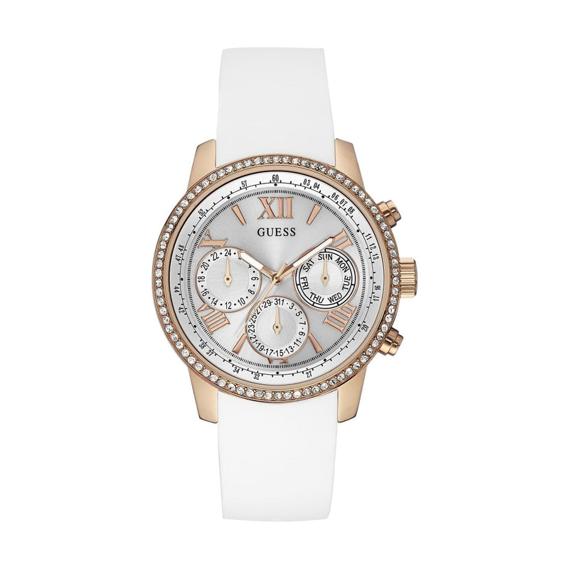 Guess Sport White Silicone Strap Rose Gold Women's Watch  W0616L1 - Watches of Australia